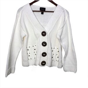Pure Knit Chunky Boxy Hand Knit Cardigan Chunky Buttons Size Medium Large